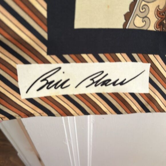 Vintage Bill Blass Brown, Tan, Rust & Cream Paisley Very Large Silk Scarf - Picture 6 of 9